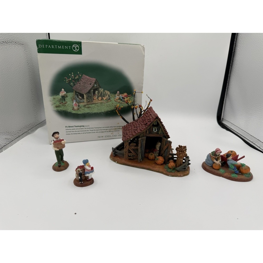 🏡 Dept 56 New England Village "It's Almost Thanksgiving" 1999 🦃🍂 EUC–4 Pc Set